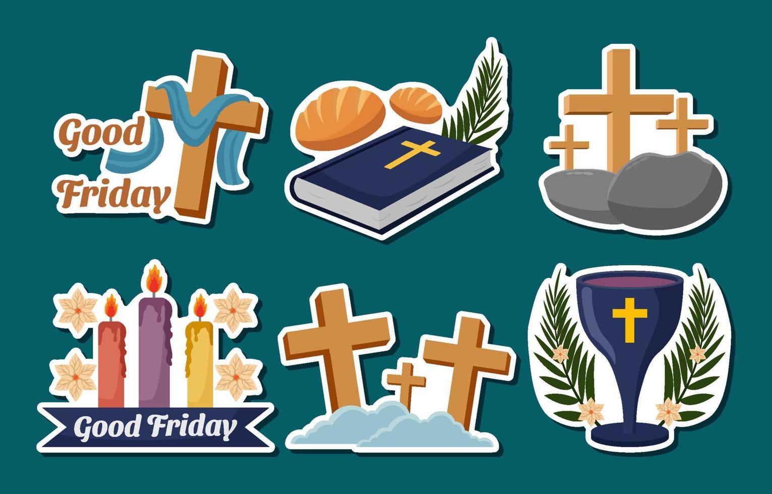 Collection Set of Good Friday Sticker Pack vector