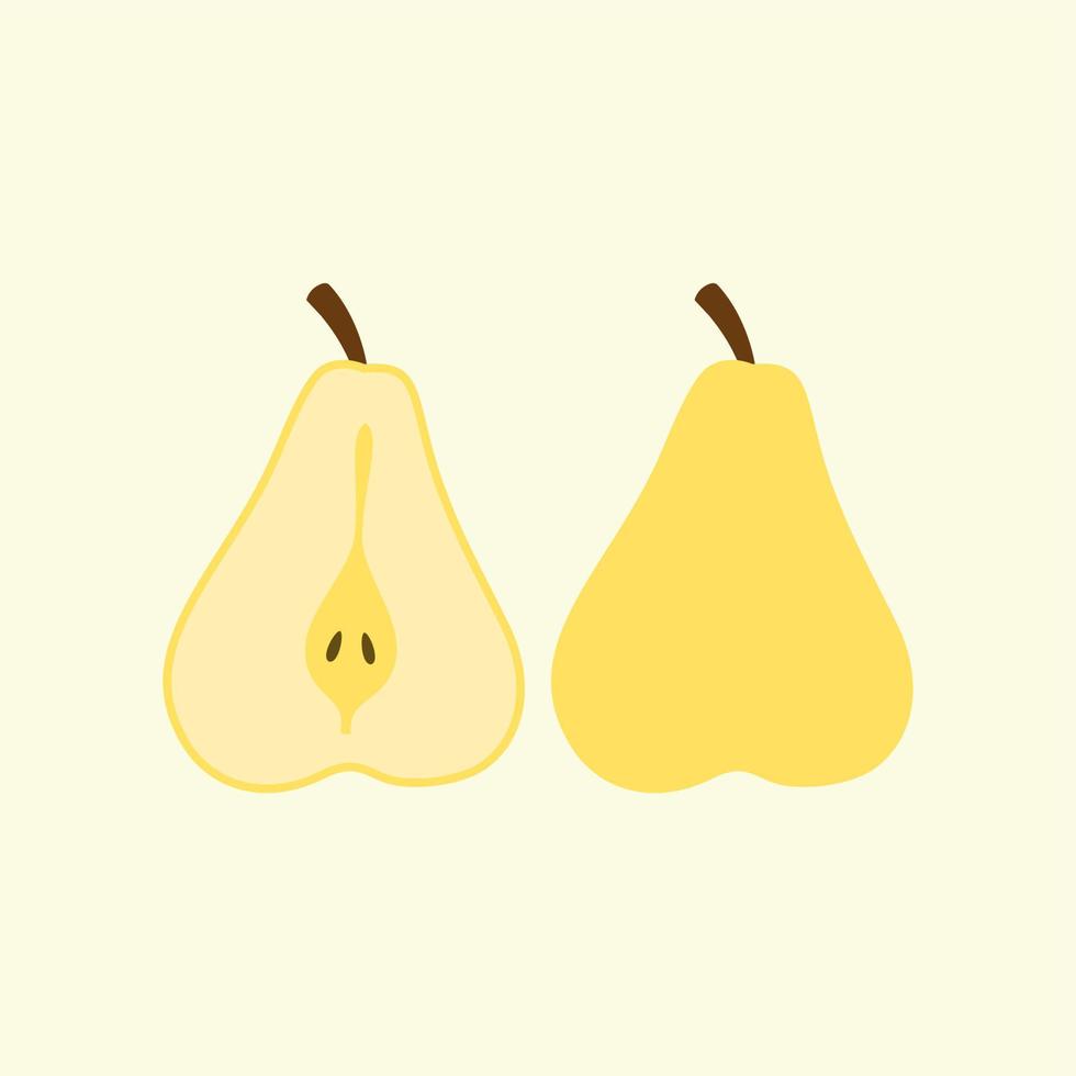 Fresh slice pear icon. Flat illustration of fresh slice pear vector icon for web design. Flat yellow pear vector png for icon logo in cute cartoon background fruits. Natural product. Veggie food