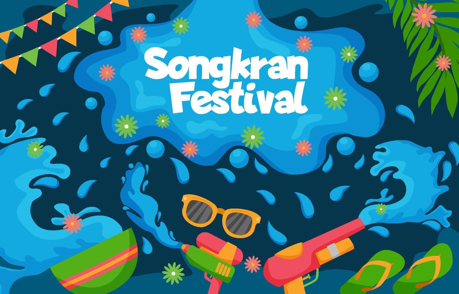 fondo del festival songkran con elementos de agua vector