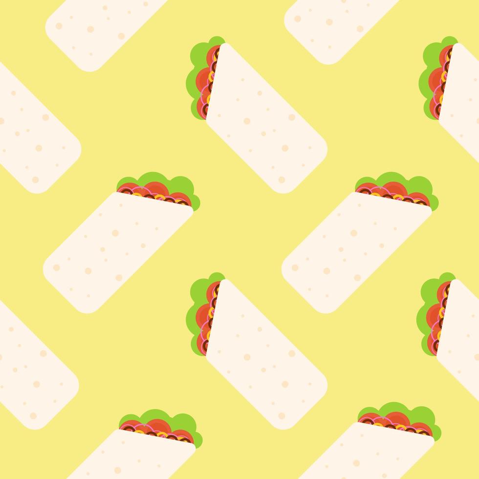 burrito seamless pattern flat design vector illustration