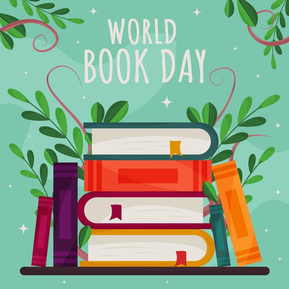 Illustration of World Book Day with Plant vector