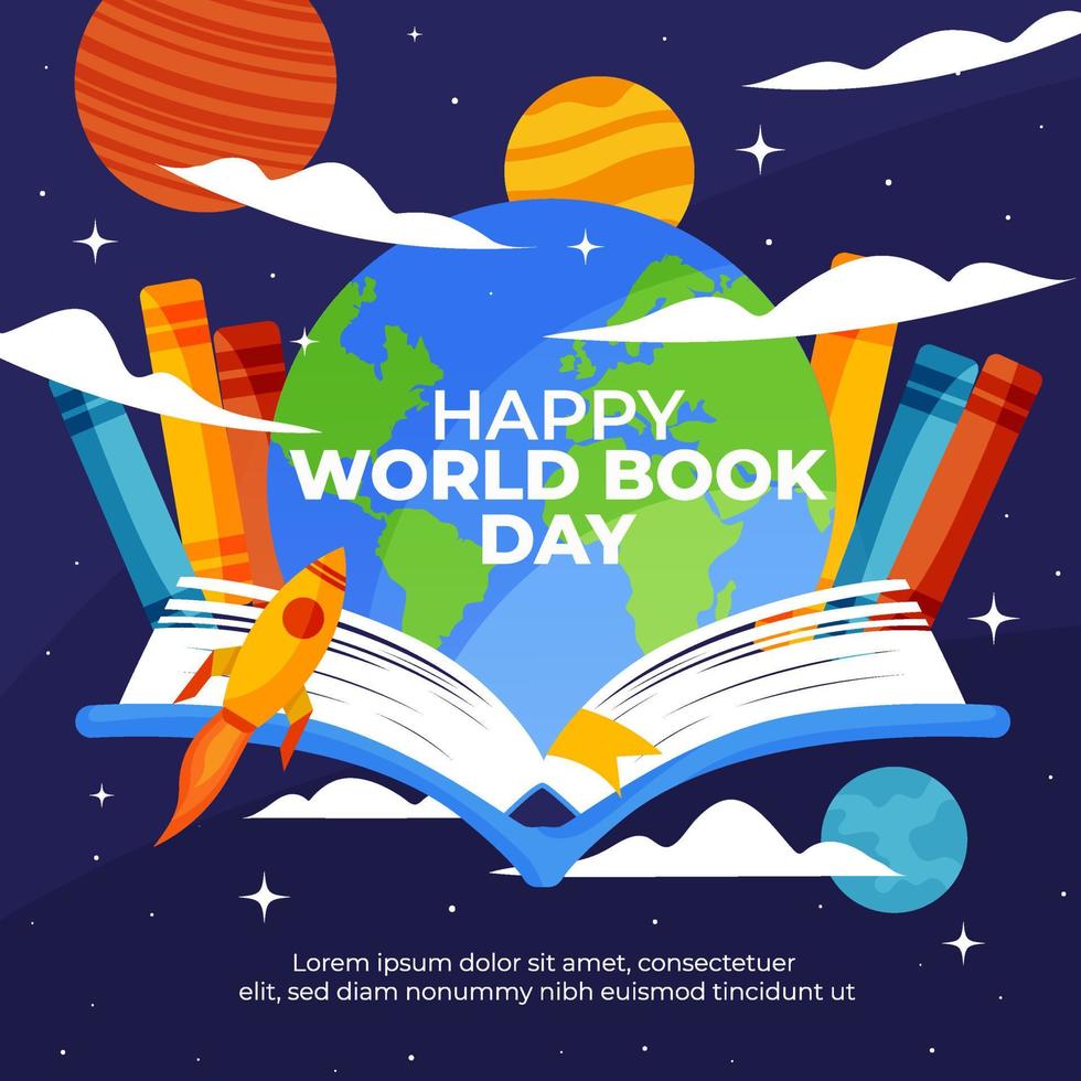 Background of World Book Day Earth vector