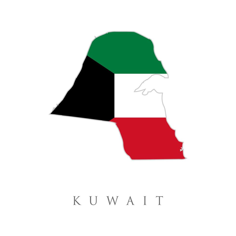 Ilustración de vector de mapa de bandera de Kuwait