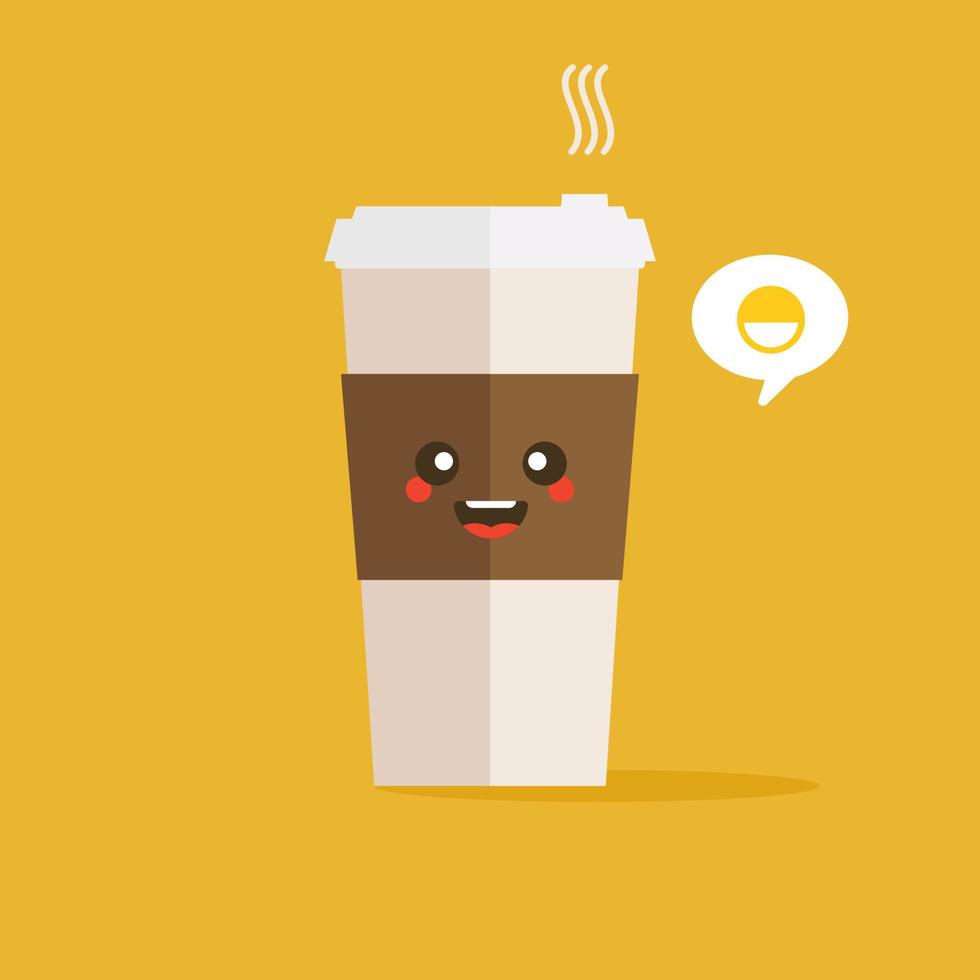 un icono de taza de café con logotipo de granos de café, diseño plano de ilustración vectorial. vector