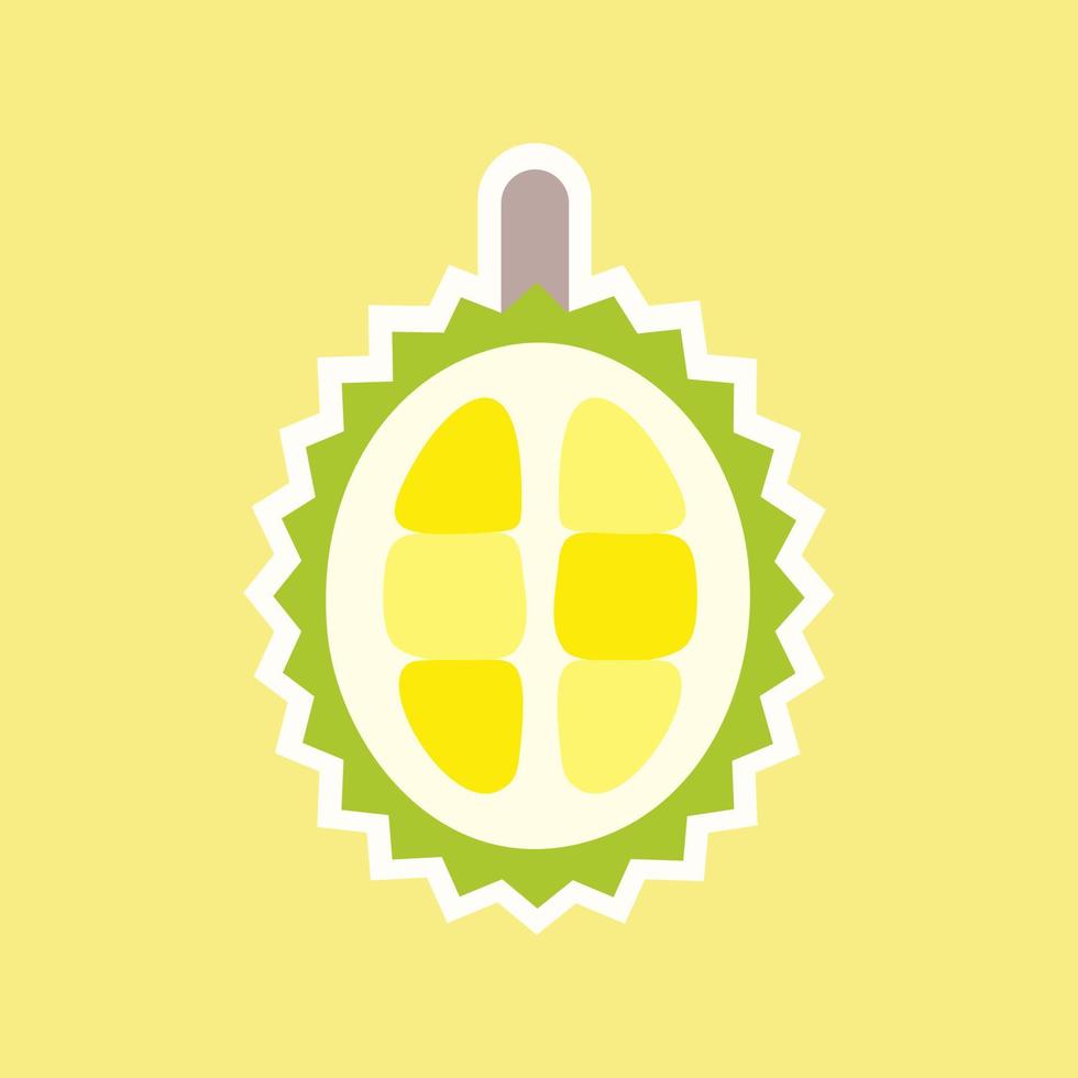 Funny and kawaii durian fruits.tropical fruit flat design Vector illustration. Use for card, poster, banner, web design and print on t-shirt. Easy to edit.