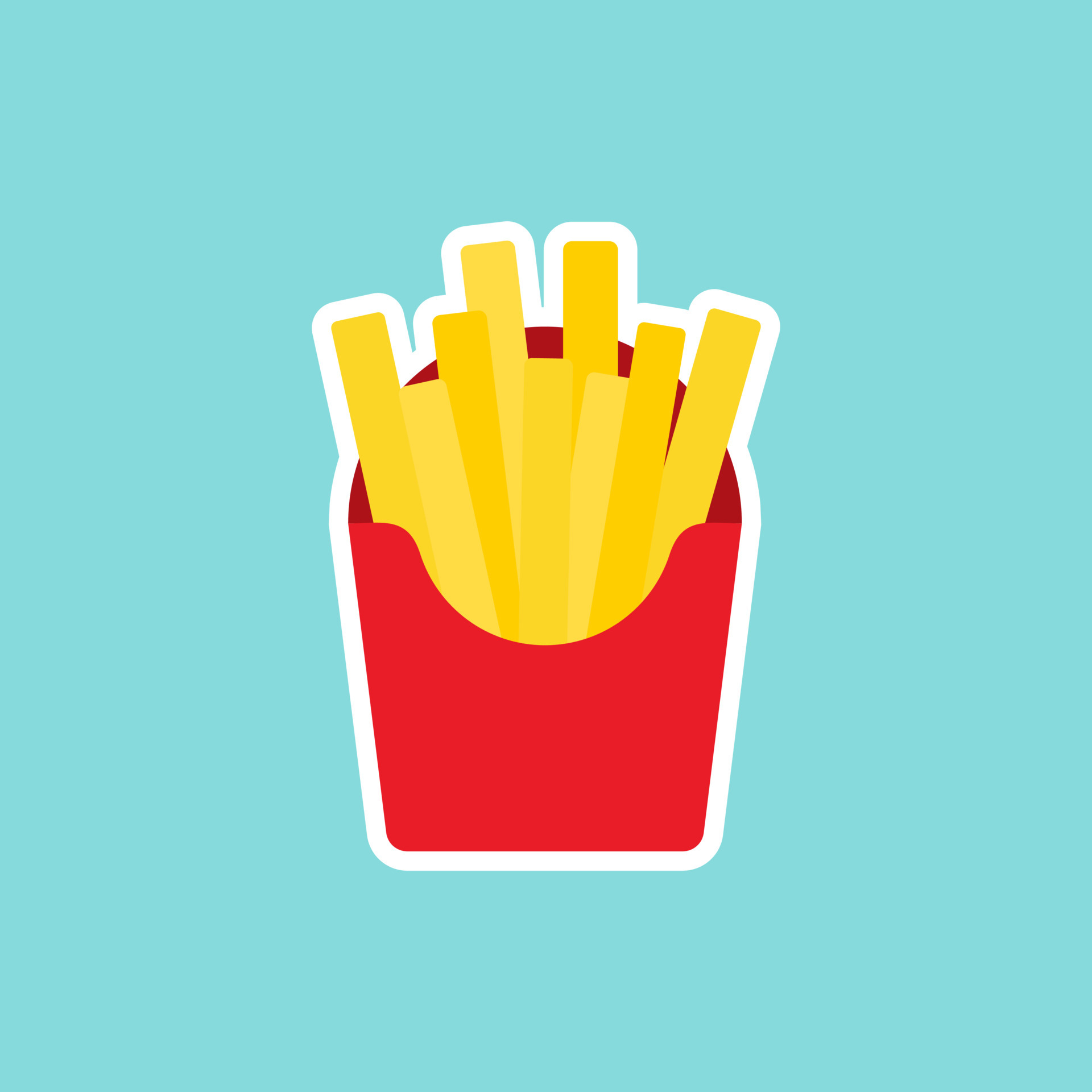 french fries fast food menu, cartoon style vector illustration on blue  background with place for text. Funny laughing character with eyes, heart,  and a smile 6797388 Vector Art at Vecteezy
