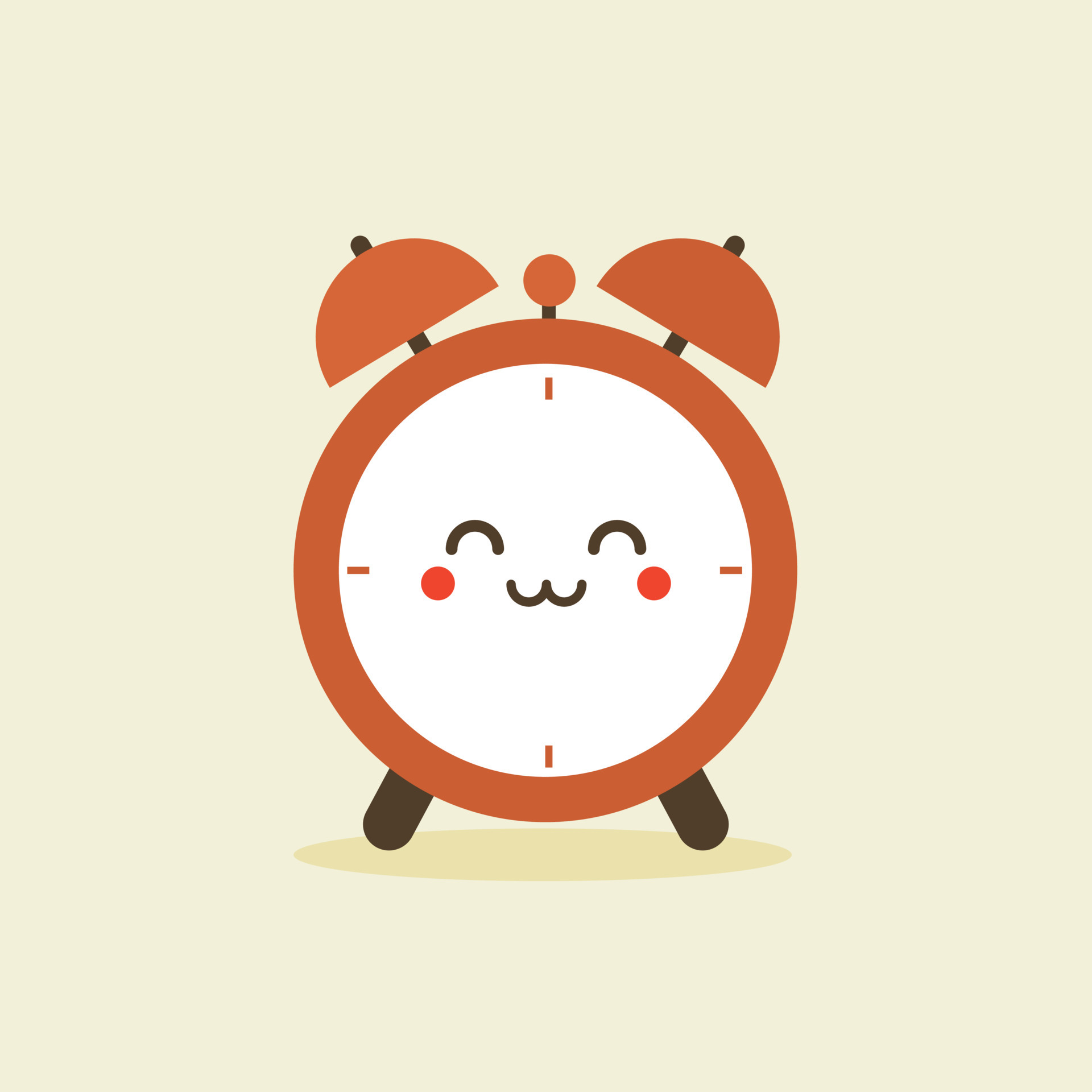 cute and kawaii character of alarm clock. Cute smiling happy alarm time clock. Vector flat