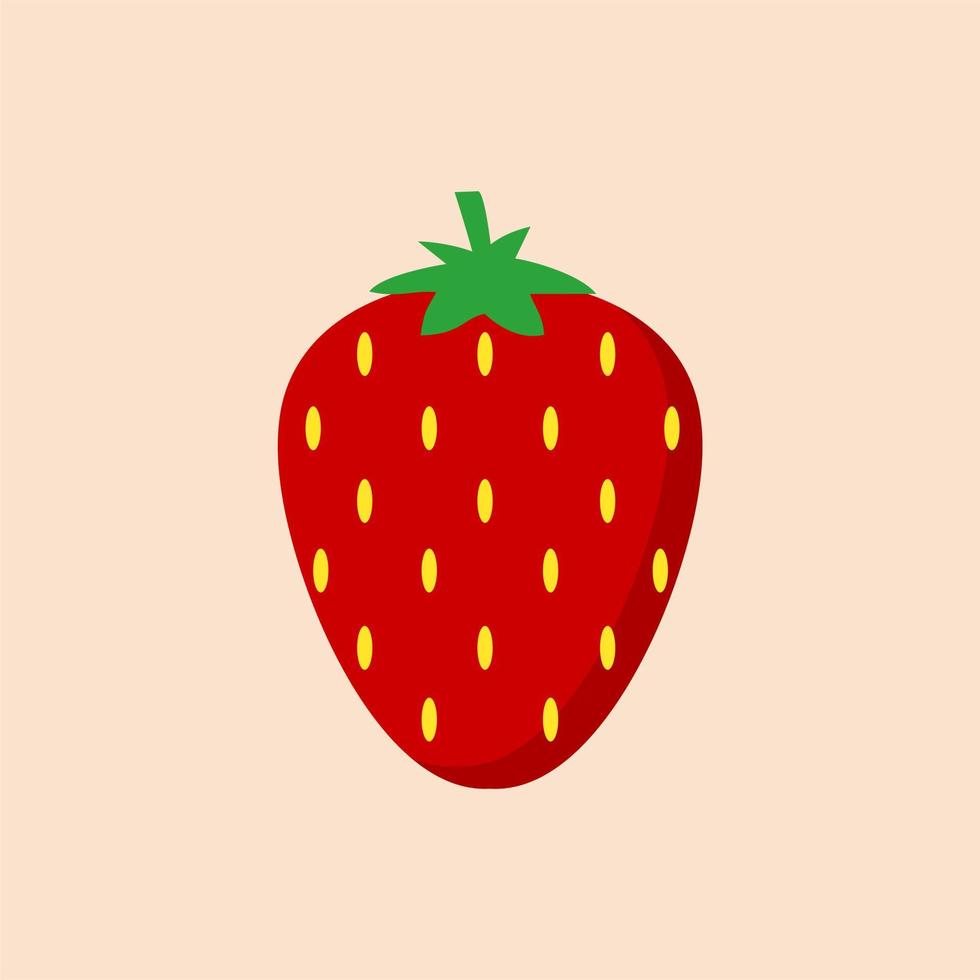 strawberry flat design vector illustration. Strawberry flat icon icon. Red fruit symbol. Farm sign. Logo design element