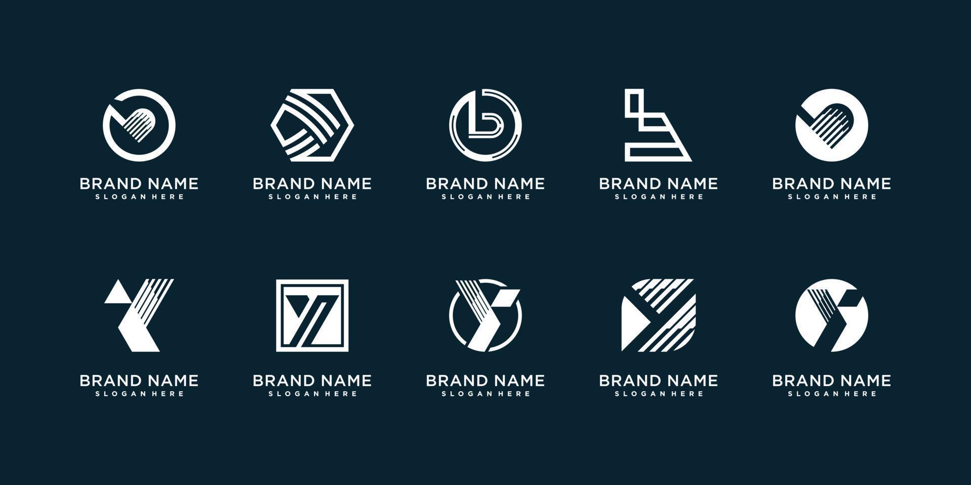 Set of logo collection with initial B and Y for person or company with modern creative concept Premium Vector