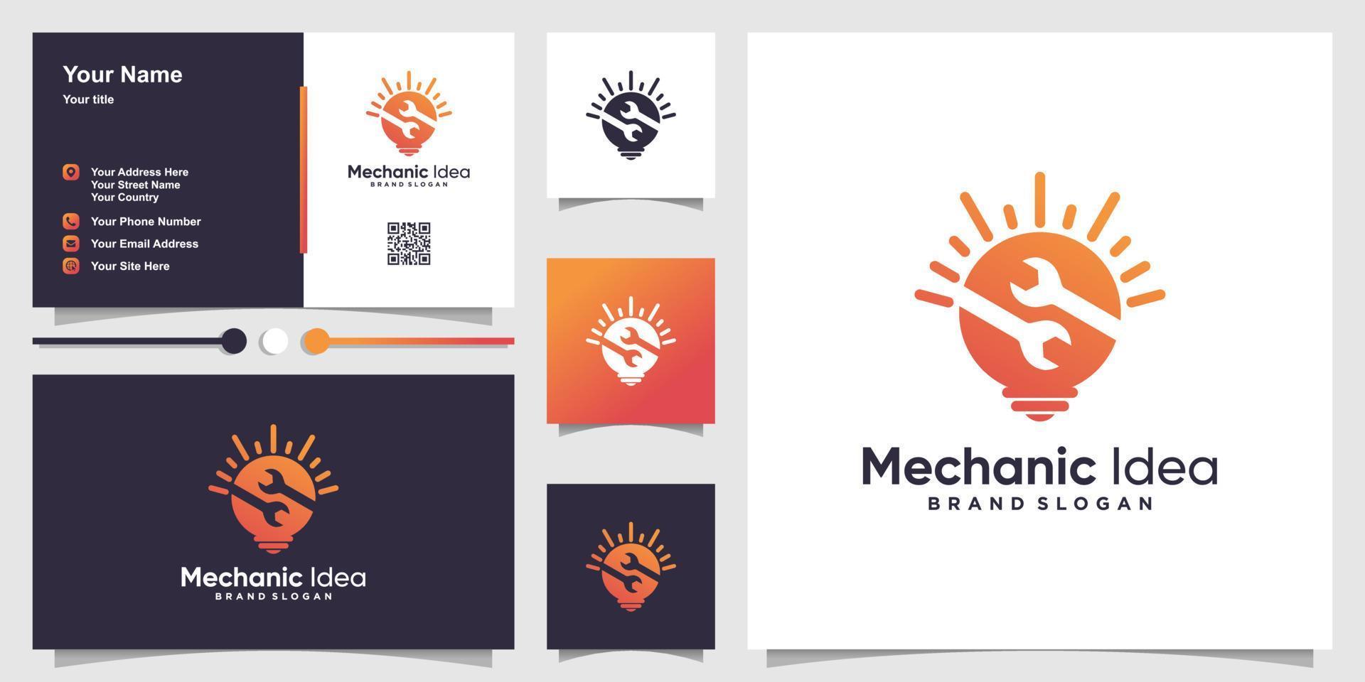 Mechanic idea logo part 2, with modern creative concept and business card design template Premium Vector