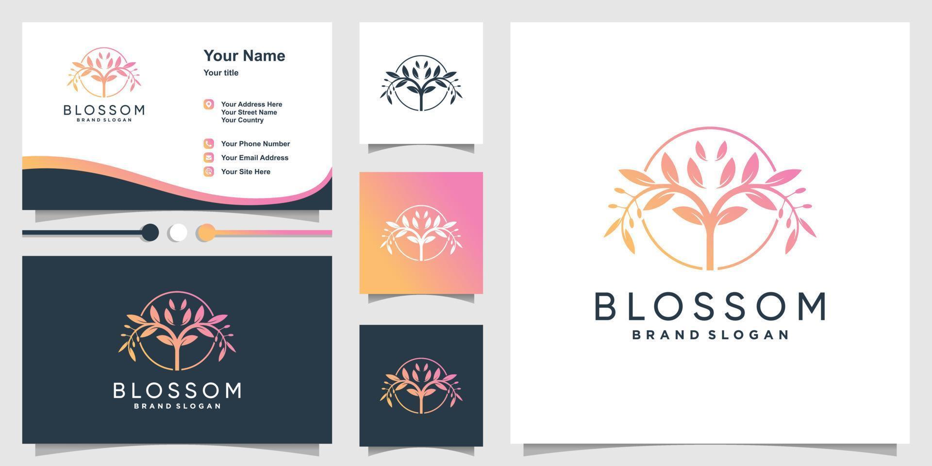 blossom logo design premium vector