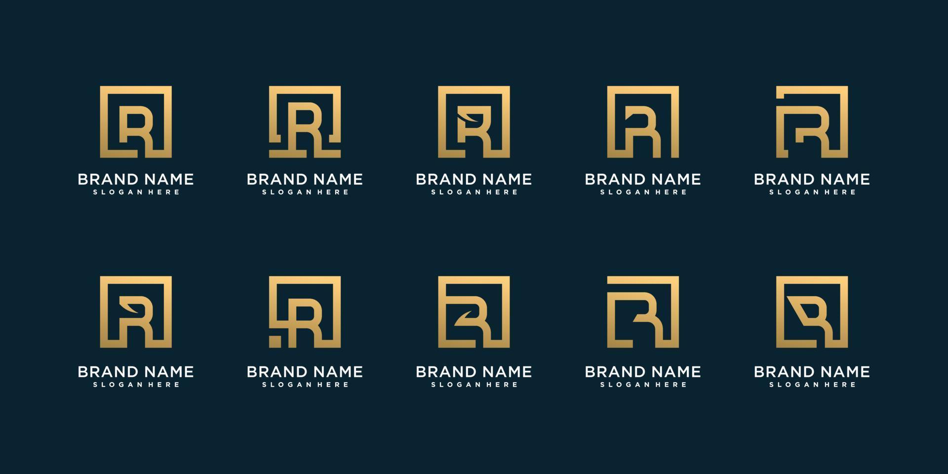 conjunto de colección de logotipos de letras r con vector premium de idea de forma creativa