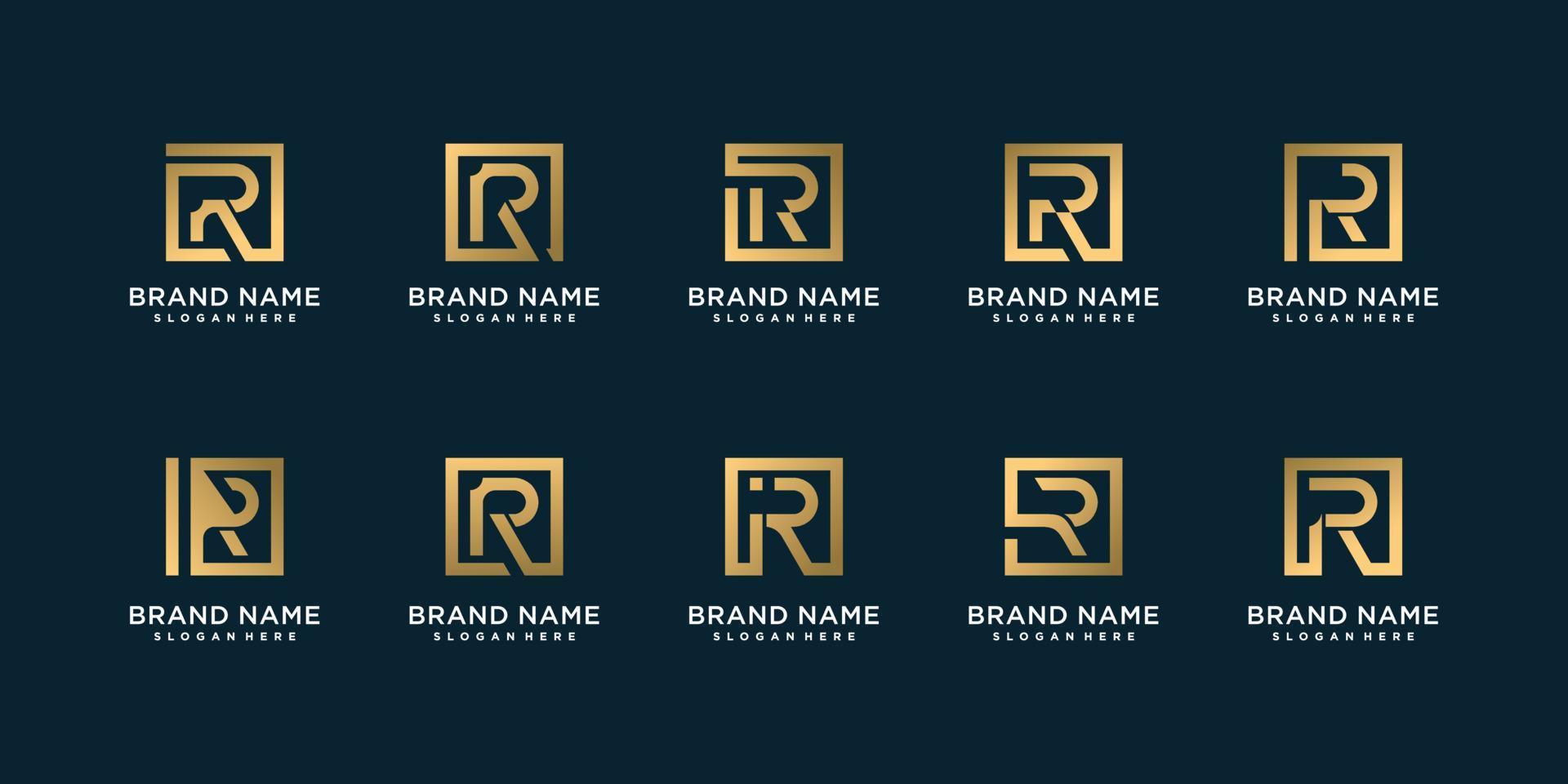 Set of golden letter logo collection with initial R, golden, company, Premium Vector