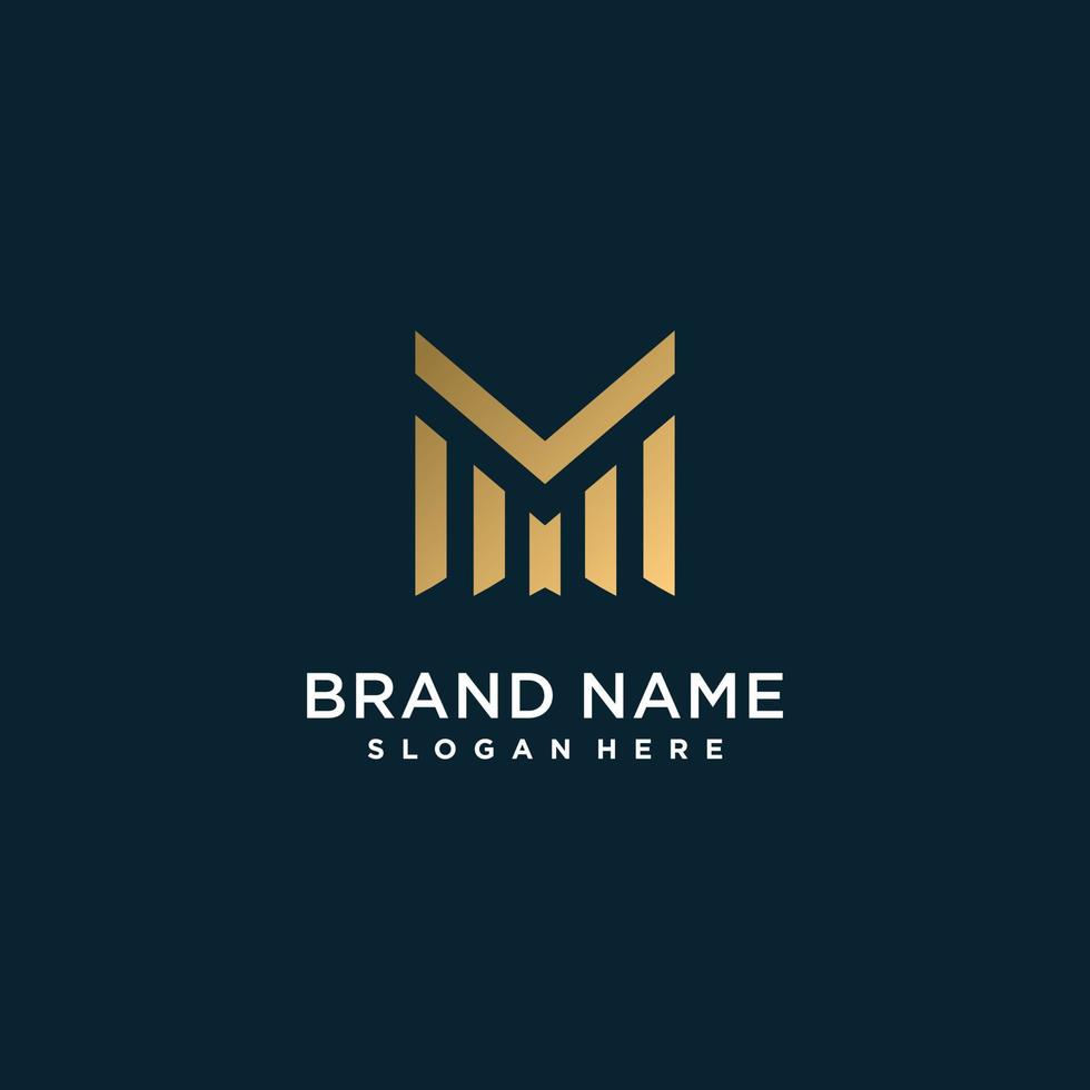 Abstract letter logo with initial M, modern, golden, unique, Premium Vector part 10