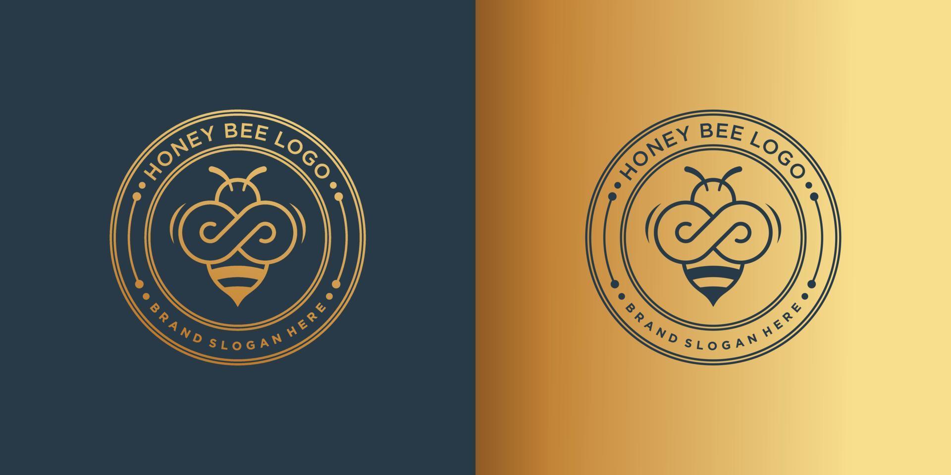 logotipo de abeja de miel con vector premium de concepto de aspecto dorado y creativo