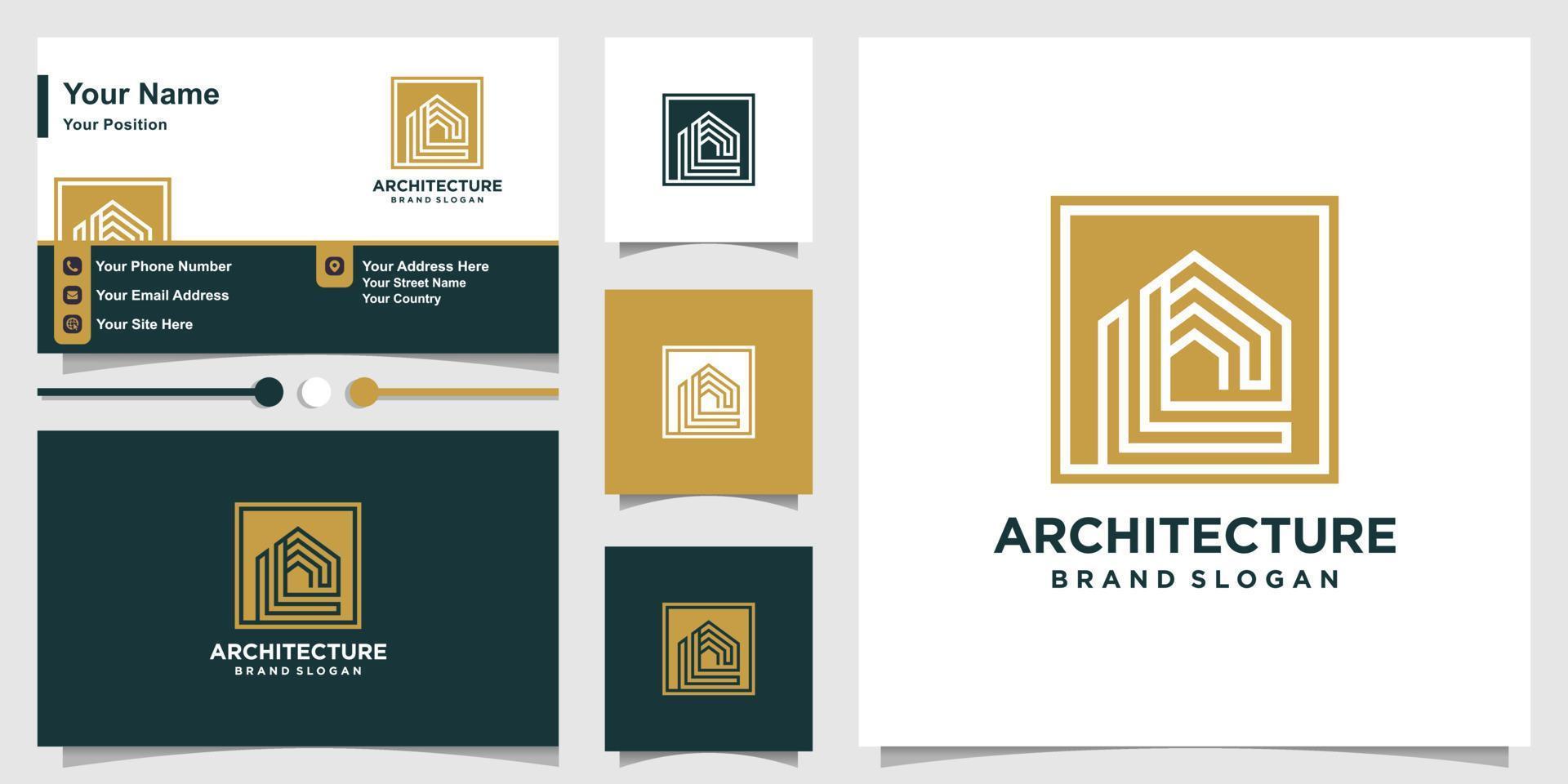 Architecture logo template and business card Premium Vector