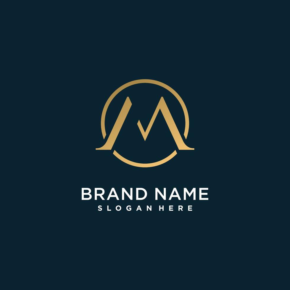 Abstract letter logo with initial M, modern, golden, unique, Premium Vector part 7