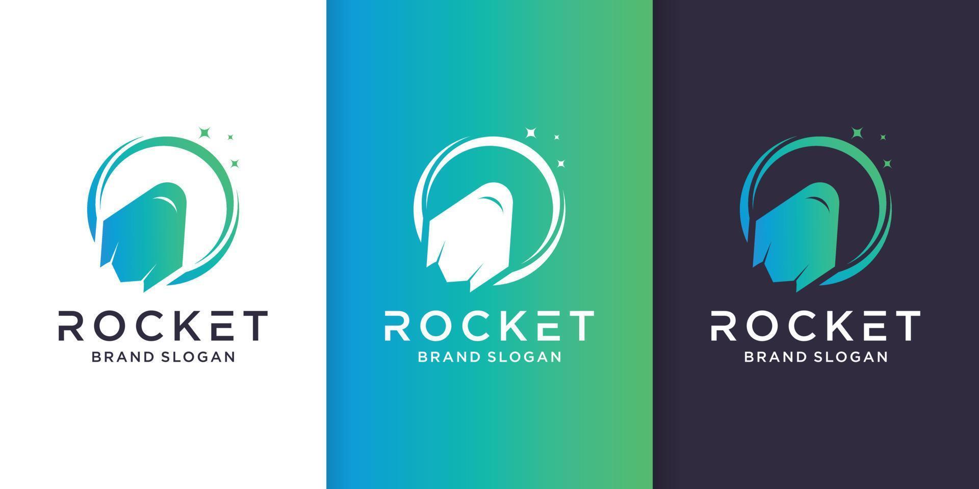 Rocket logo template with modern concept Premium Vector