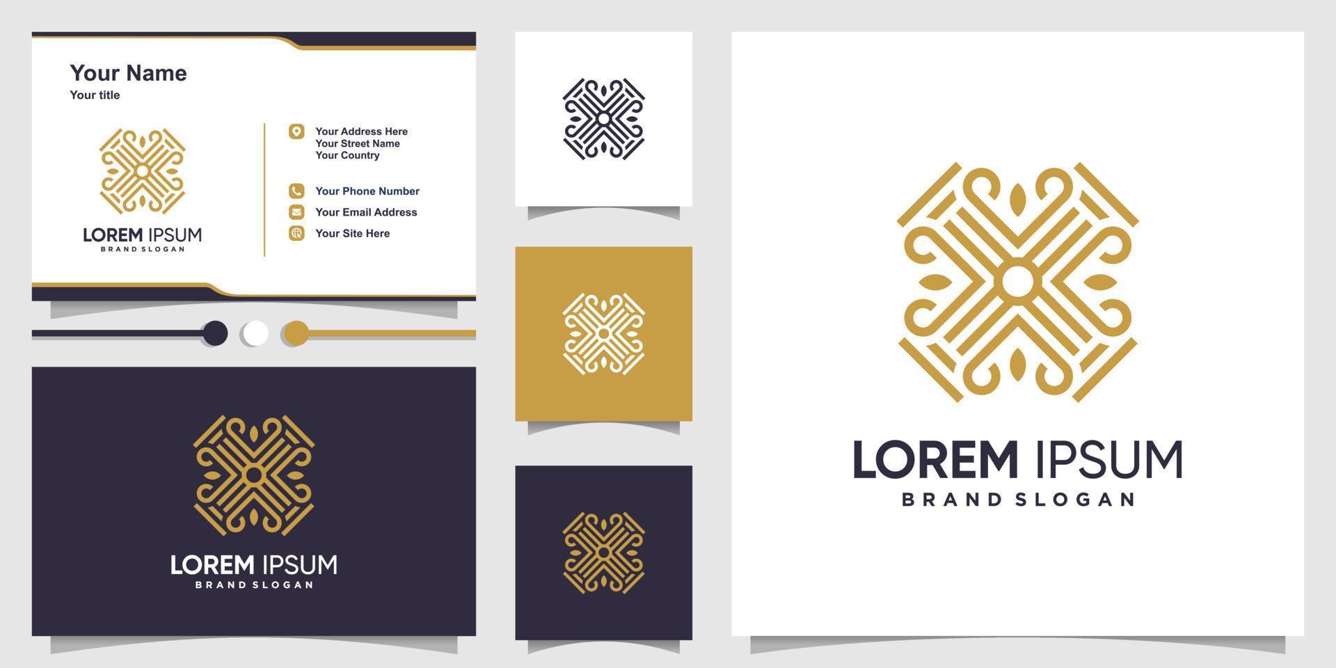 logotipo abstracto con concepto de arte lineal y vector premium de diseño de tarjeta de visita