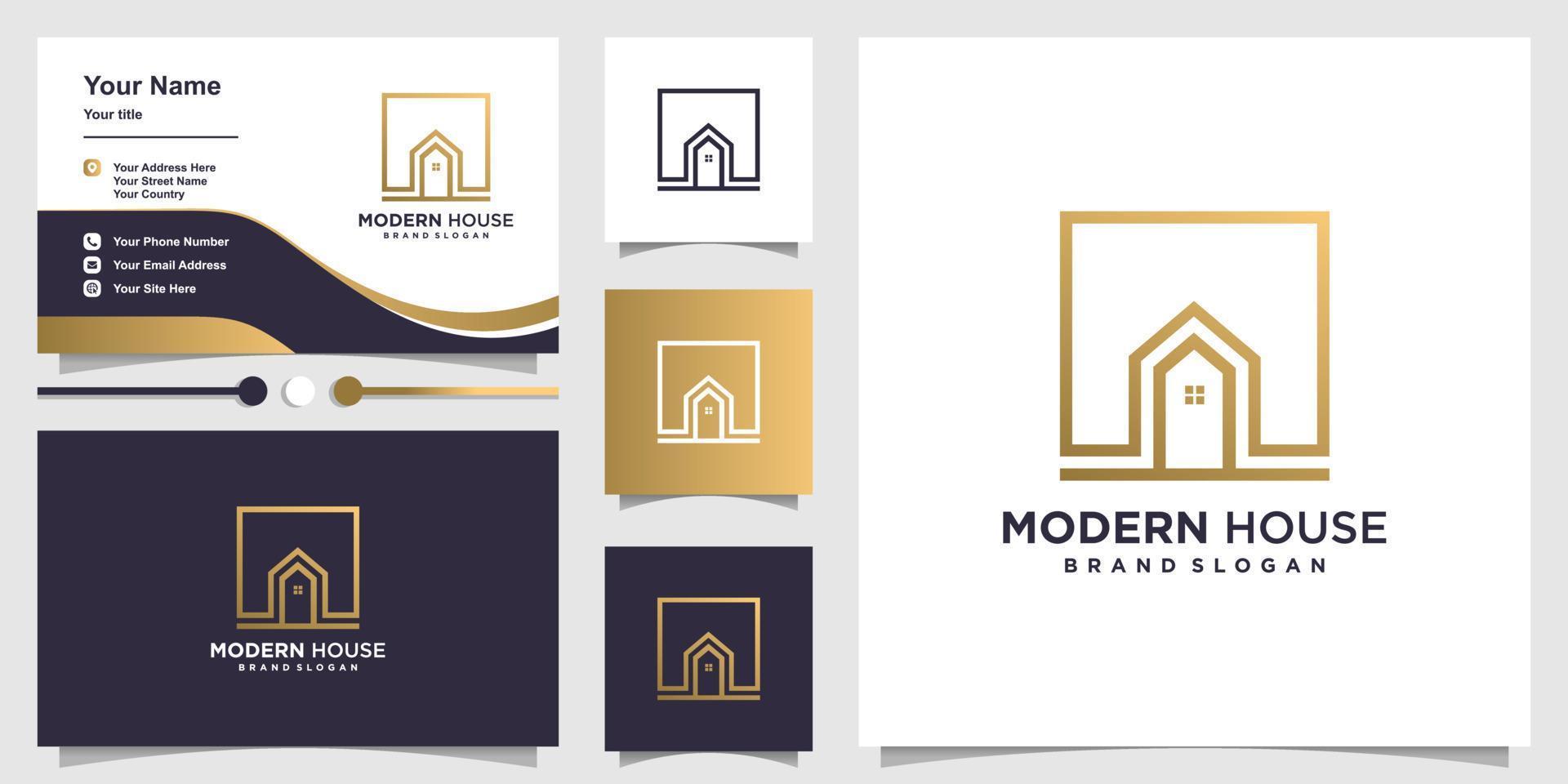 Modern house logo template and business card Premium Vector