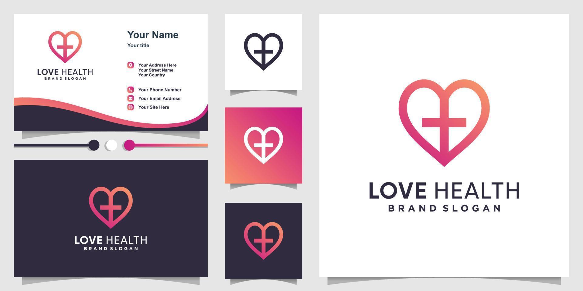 Love logo with health concept and business card Premium Vector