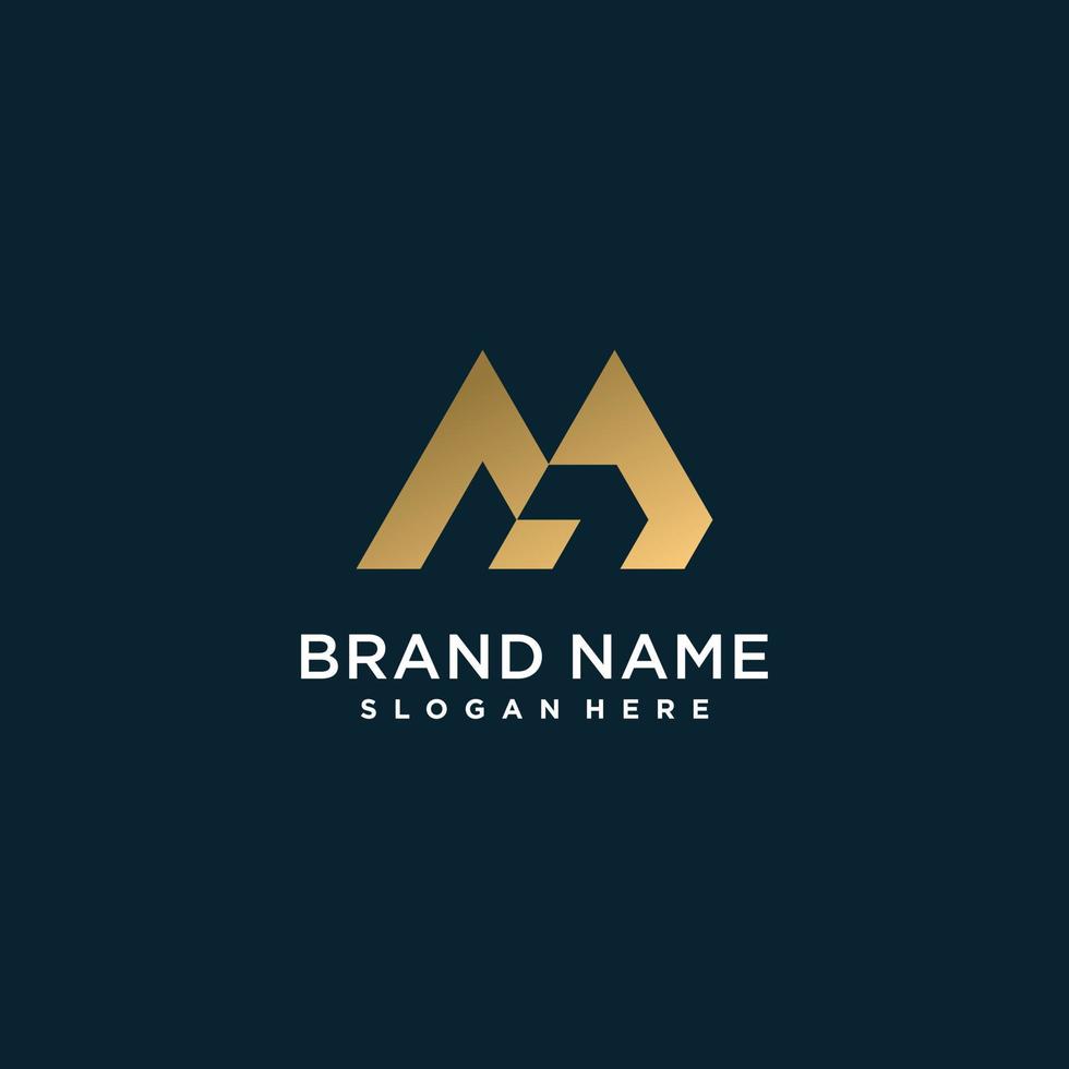Abstract letter logo with initial M, modern, golden, unique, Premium Vector part 9