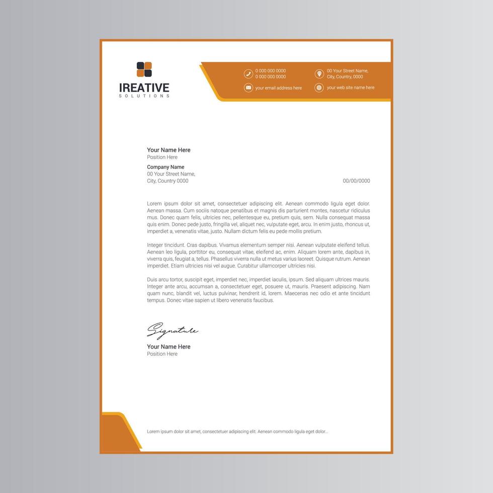 Clean and Modern Letterhead Template vector