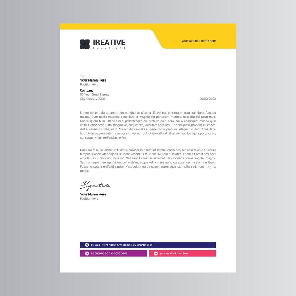 Clean and Modern Letterhead Template vector