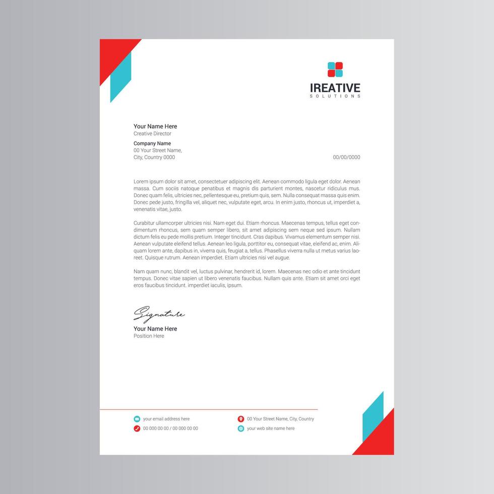 Clean and Modern Letterhead Template vector