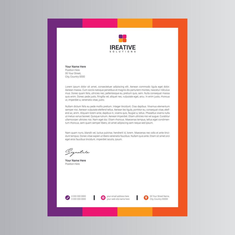 Clean and Modern Letterhead Template vector