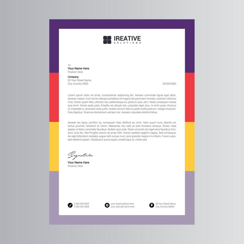 Clean and Modern Letterhead Template vector