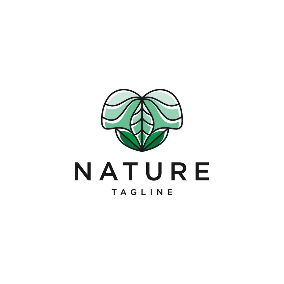 Nature leaf line logo icon design template flat vector