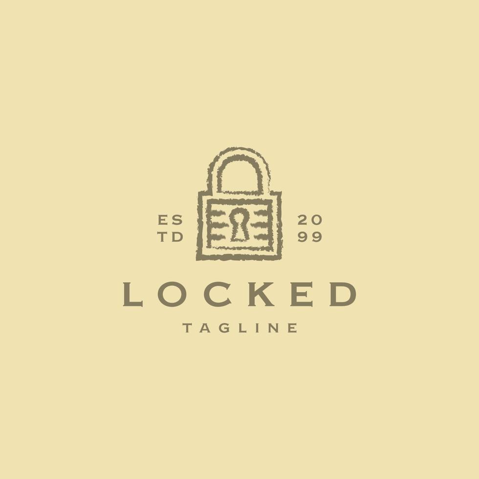 Ancient key of locket logo icon design template flat vector
