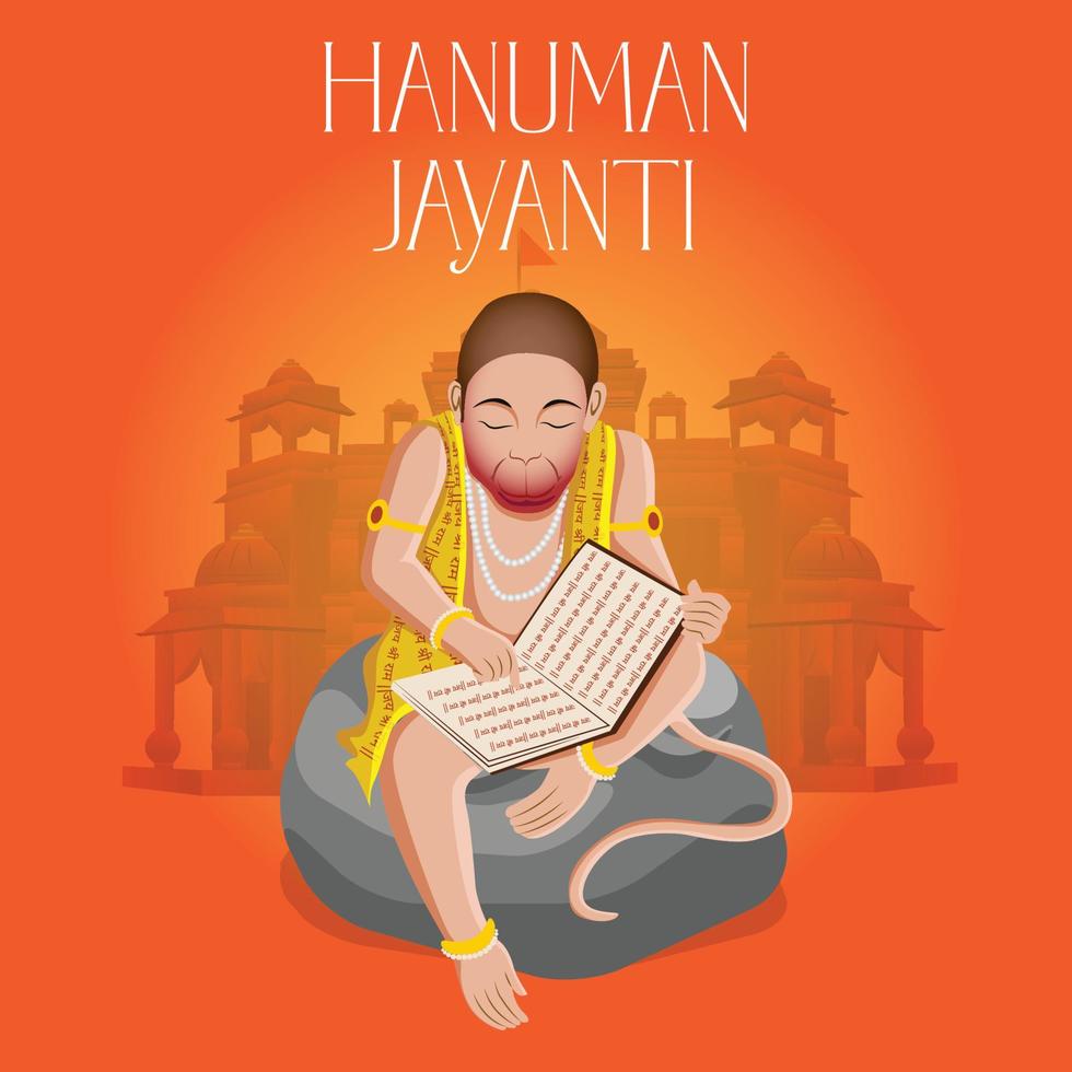 jay shri ram,feliz hanuman jayanti, celebra el nacimiento del señor sri hanuman vector