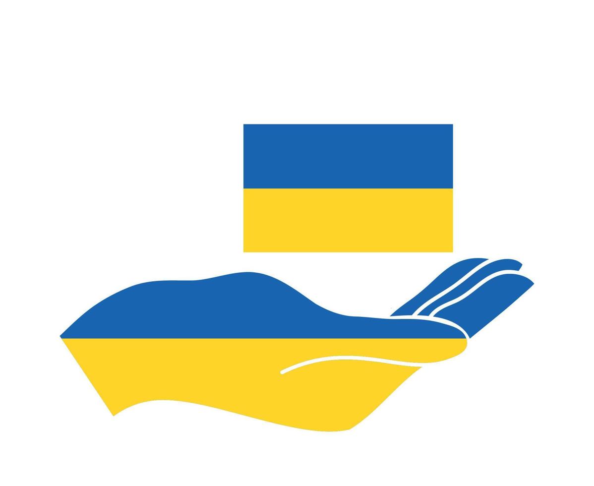 Ukraine Hands Emblem And Flag Icon National Europe Symbol Abstract Vector Design