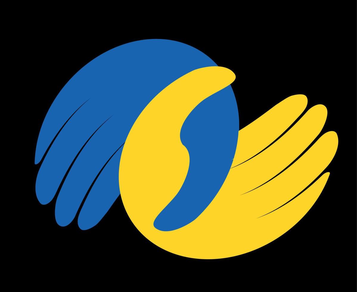 Ukraine Hands Emblem Flag Symbol Abstract Vector National Europe Design With Black Background