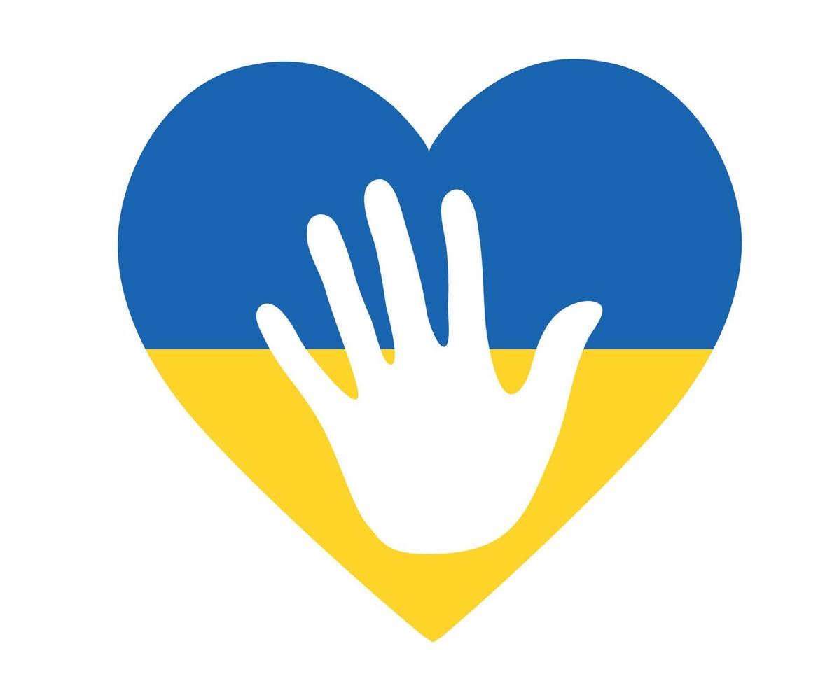 ucrania emblema bandera corazón y mano símbolo nacional europa abstracto vector diseño