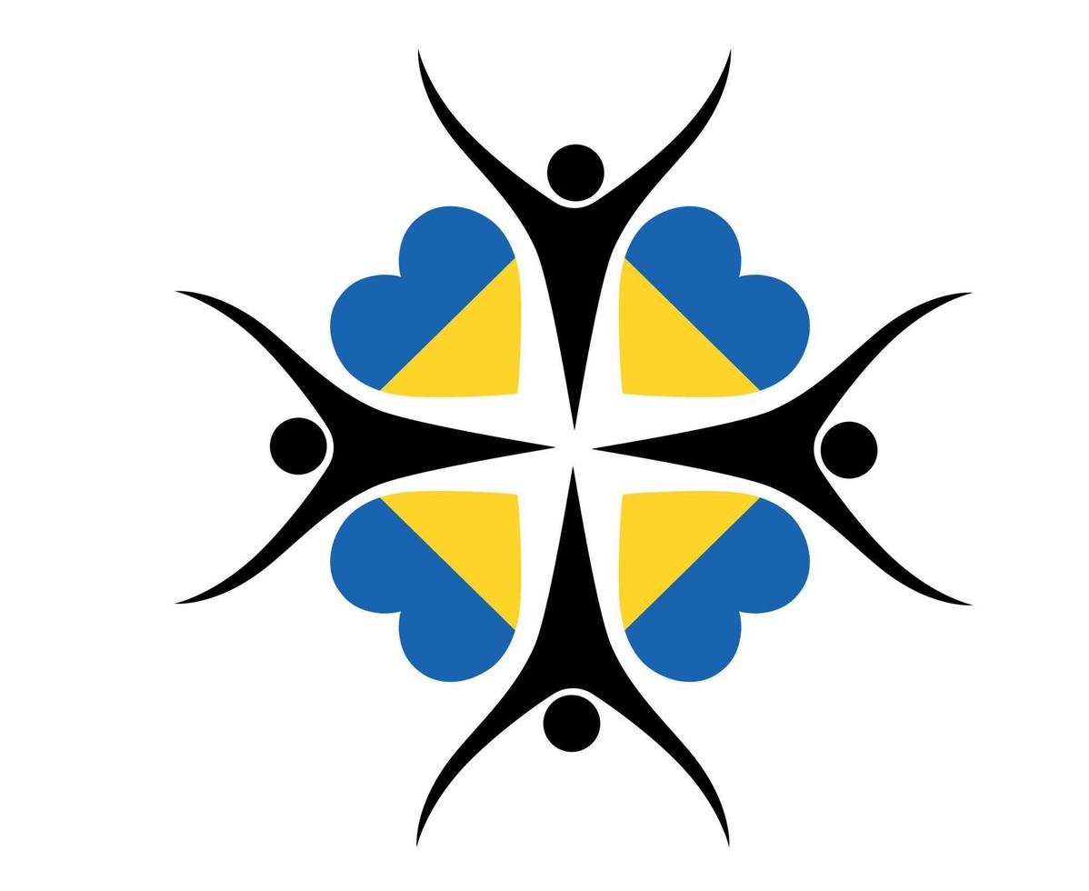 Ukraine Flag Heart Emblem Symbol National Europe Abstract Vector illustration Design