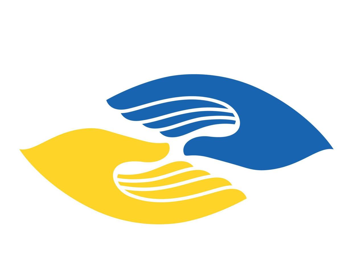 Ukraine Flag National Europe Hands Symbol Emblem Abstract Vector Design