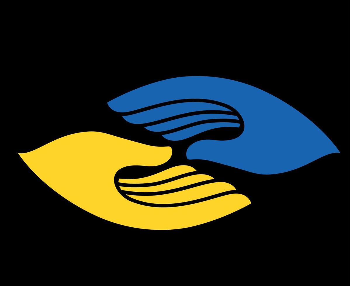 Ukraine Flag National Europe Hands Symbol Emblem Abstract Vector Design With Black Background