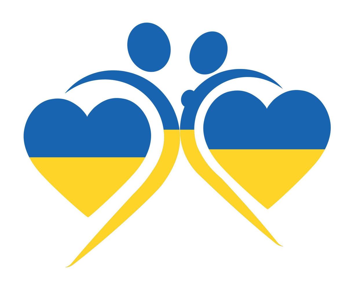 diseño ucrania emblema nacional europa bandera corazones abstracto símbolo vector ilustración