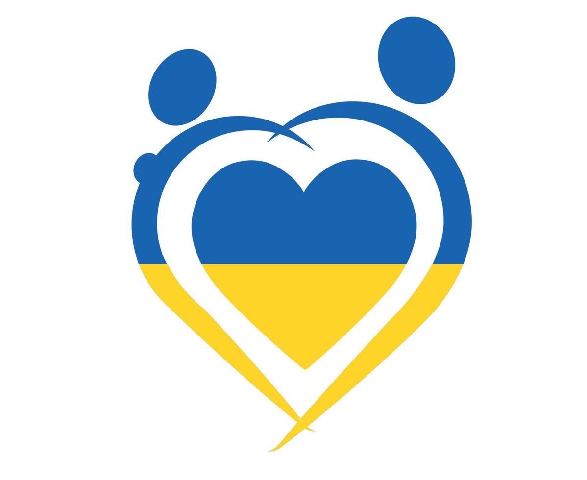 Ukraine Flag Heart Emblem National Europe Abstract Symbol Vector illustration Design