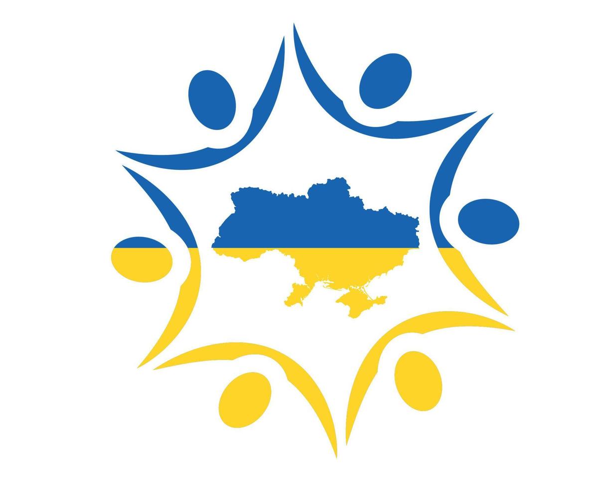 Ukraine Flag Emblem Map Symbol National Europe Abstract Vector Design