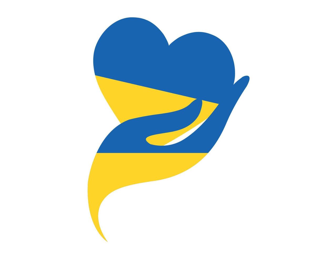 Ukraine National Europe Flag Heart And Hand Emblem Abstract Symbol Vector illustration Design