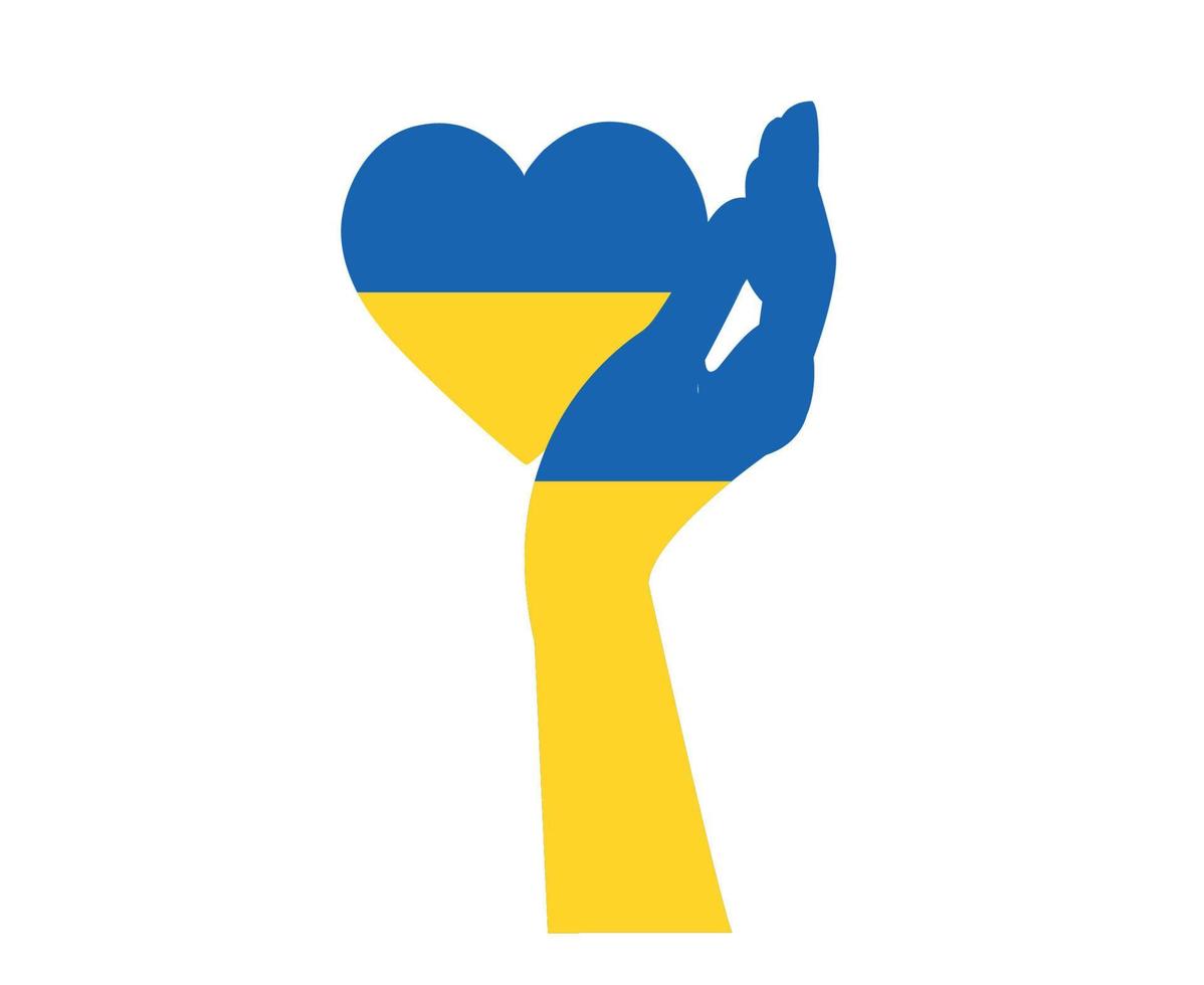 Ukraine Heart And Hand Flag Emblem Abstract Symbol National Europe Vector illustration Design