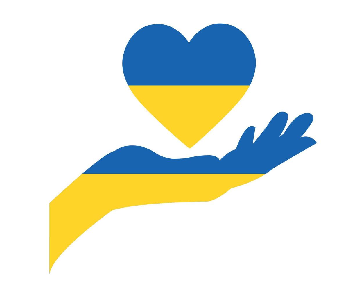 ucrania corazón y mano bandera emblema símbolo abstracto nacional europa vector ilustración diseño