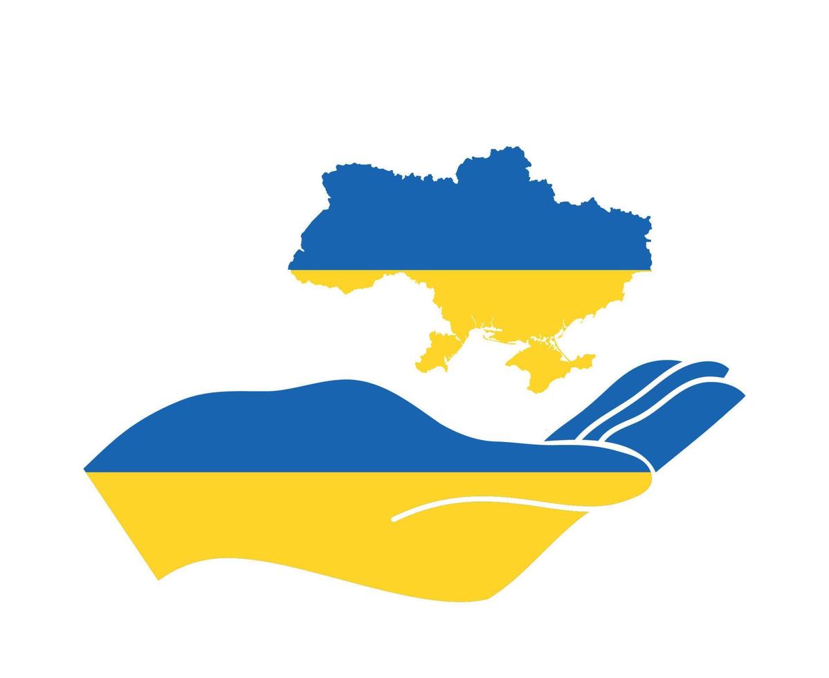 Ukraine Hands Emblem And Flag Map National Europe Symbol Abstract Vector Design