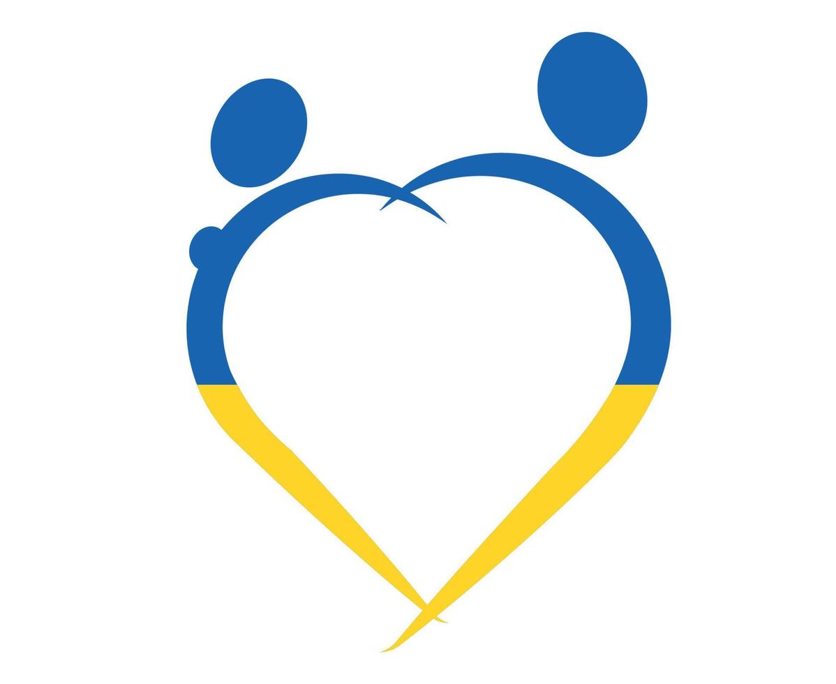 Ukraine Emblem National Europe Flag Heart Abstract Symbol Design Vector illustration