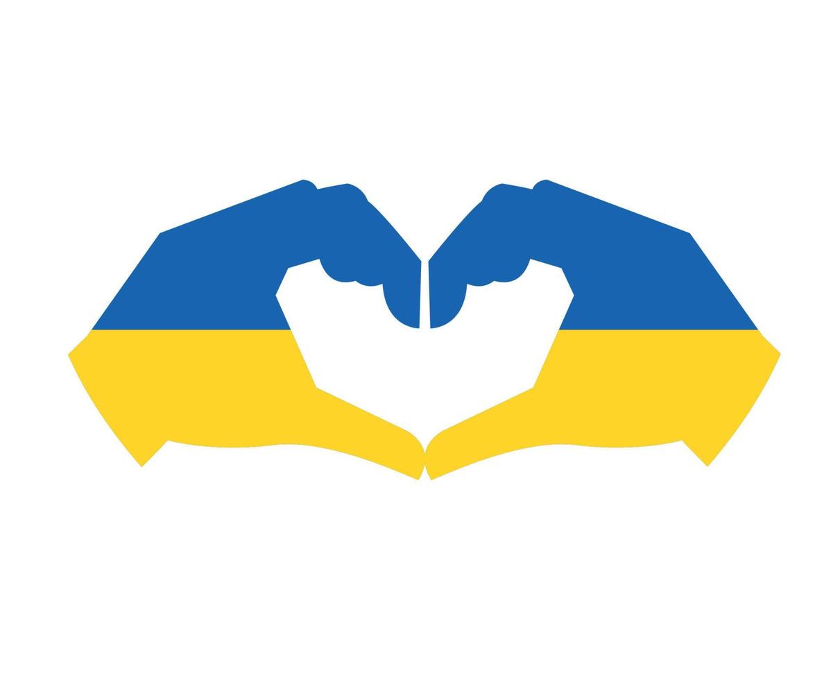 Design Ukraine Flag Heart Hands Emblem Symbol National Europe Abstract Vector illustration