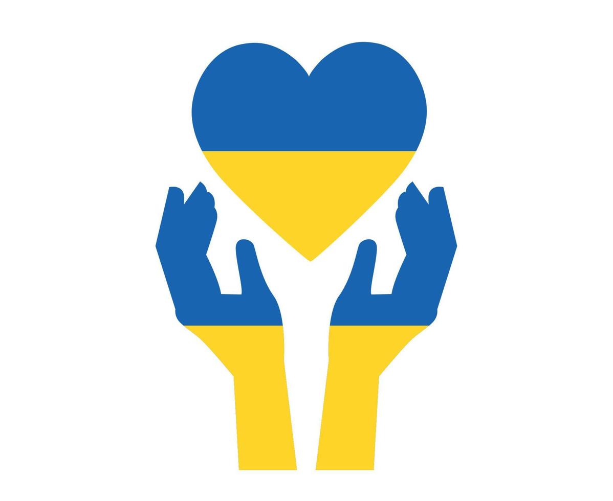 ucrania bandera emblema corazón nacional europa con manos símbolo abstracto diseño vector ilustración